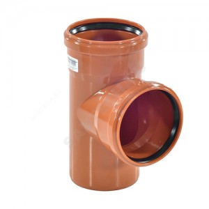 Тройник НПВХ с раструбом коричневый Дн 200х125х87гр б/нап в/к KGEA Ostendorf 223420