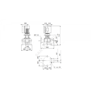 Насос ин-лайн с сухим ротором TPE 200-160/4-S A-F-A-BQQE 3х400В/50 Гц Grundfos 97927586