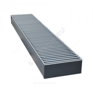 Конвектор внутрипольный Бриз рулонная решетка (втулки черные) анодированный алюминий шаг 12 мм с рамкой U - образный профиль подключение - справа КЗТО 200х80х1000 1то 10 Ал12