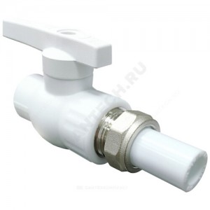 Кран PP-R шаровой белый с односторонним разъемным соединением Дн 20 полнопроходной VALFEX 20244020