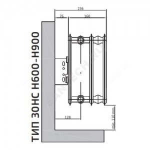 Радиатор стальной панельный Hygiene Compact HC тип 30 900х1000 Qну=3180 Вт бок/п гигиенический RAL 9016 (белый) Heaton Plus