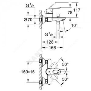 Смеситель для ванны с душем серия BauLoop одноручный Grohe 23341000