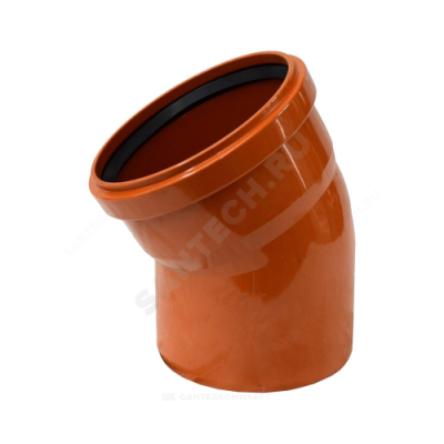 Отвод НПВХ с раструбом коричневый Дн 200х87гр б/нап в/к Хемкор
