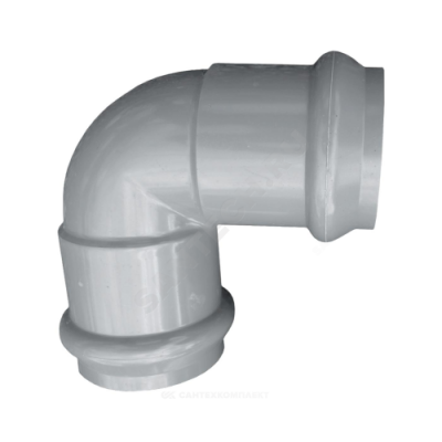 Отвод НПВХ серый SDR26 Дн 225х90гр Ру10 двухраструбный напорный в/к