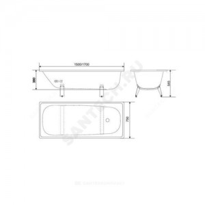 Ванна стальная Classic 150х75 в/к ножки 1 шт White Wave (Караганда)