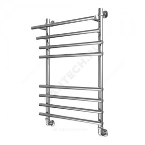 Полотенцесушитель водяной нерж сталь Лесенка Ду 25 (1") НР с полочкой 600х500мм 4П нижнее подключение в/к соединитель (1"х3/4") Мост-Люкс Элит-Металл В-19-12