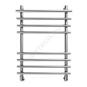 Полотенцесушитель водяной нерж сталь Лесенка Ду 25 (1") НР с полочкой 600х500мм 4П нижнее подключение в/к соединитель (1"х3/4") Мост-Люкс Элит-Металл В-19-12