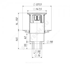Трап регулируемый с гидрозатвором+механический сухой затвор Дн 50/75/110 с нержавеющей решёткой 150х150мм вертикальный выпуск Татполимер ТП-310 (Hs+Ms)