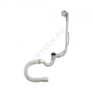 Слив-перелив для ванны трубный полуавтоматический (тросик) 1 1/2"x40 с гофрой 40х40/50 слив клапан, пробка D=45мм Орио А-23089