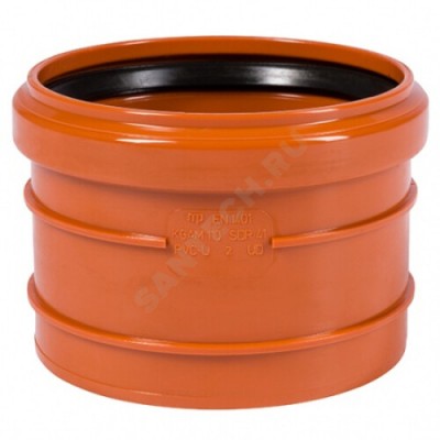 Муфта НПВХ насадная коричневая Дн 125 б/нап в/к п/клей KGAM Ostendorf 221810