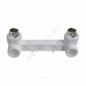 Планка PP-R монтажная белая НР Дн 20х3/4" под смеситель с водорозетками VALFEX 10124320 .