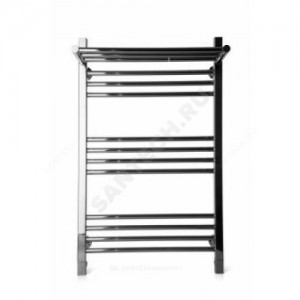 Полотенцесушитель водяной нерж сталь Лесенка Ду 25 (1") НР с полочкой 600х500мм 6П нижнее подключение в/к соединитель (1"х3/4") Богема-Люкс Элит-Металл В-39-11