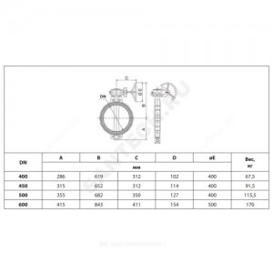 Затвор дисковый поворотный чугун VFY-WG(SYLAX) Ду 400 Ру16 межфл с редуктором диск нерж манжета EPDM Danfoss 082X3050 Затвор дисковый поворотный чугун VFY-WG(SYLAX) Ду 400 Ру16 межфл с редуктором диск нерж манжета EPDM Danfoss 082X3050