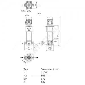 Насос многоступенчатый вертикальный HELIX V 418-1/25/E/KS/400-50 PN25 3х400В/50 Гц Wilo 4160541