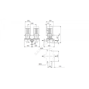 Насос ин-лайн с сухим ротором TPD 100-130/4 A-F-A-BQQE PN16 сдвоенный 3х380-415В/50 Гц Grundfos 96109368