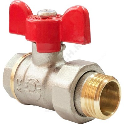 Кран шаровой латунь никель 11Б27фт1М OPTIMA Ду 20 Ру25 ВР/"американка" полнопроходной бабочка VALFEX VF.227.NLB1.034