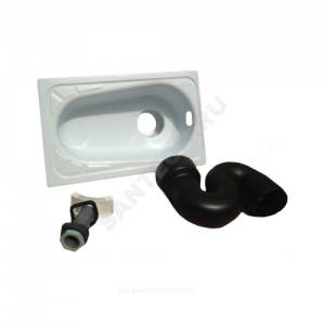 Чаша Генуя сталь со смещенным сливом в комплекте с сифоном и водорассекателем Сантэкс (Гомель)