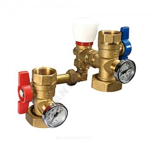 Комплект разности давления с дифференциальным клапаном и 2 шаровыми кранами с термометрами Giacomini R284MY001 Комплект разности давления с дифференциальным клапаном и 2 шаровыми кранами с термометрами Giacomini R284MY001