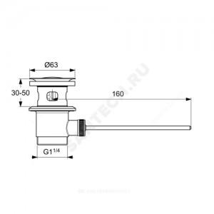 Клапан донный пластик 1 1/4" с переливом, хром слив с пробкой Ideal Standard B964550AA