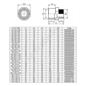 Ниппель ПВХ серый под клеевое соед переходной двойной Дн 20х1/2"х16 НР напорный муфта/втулка EFFAST RGRAMG016B