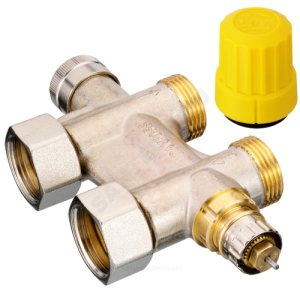 Узел нижнего подключения термостатический VHS для двухтр Ду 15 Ру10 1/2"x3/4"ЕК прямой клипс RTR (RA) Danfoss 013G4742