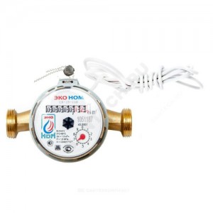 Счётчик г/в и х/в крыльчатый одноструйный Ду 15 Ру16 90С L=110мм резьба импульсный Б/К ЭКО НОМ СВ110-005