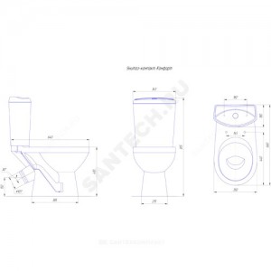 Унитаз-компакт Комфорт черный декор нижний подвод косой выпуск 2/реж полипропилен Rosa (Кировская керамика)
