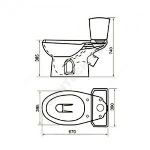 Унитаз-компакт Элисса белый нижний подвод косой выпуск 1/реж полипропилен Оскольская керамика